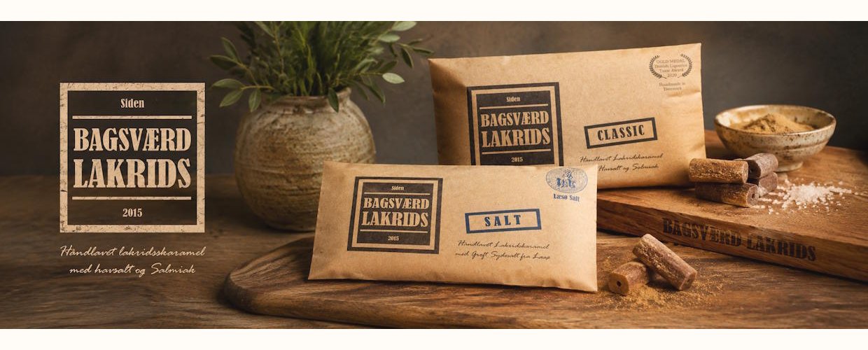 Bagsv�rd Lakrids h�ndlavet lakridskaramel med havsalt og salmiak p� rustikt tr�bord