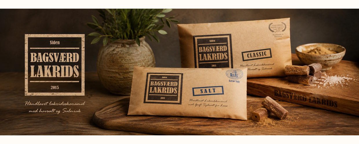 Bagsv�rd Lakrids h�ndlavet lakridskaramel med havsalt og salmiak p� rustikt tr�bord