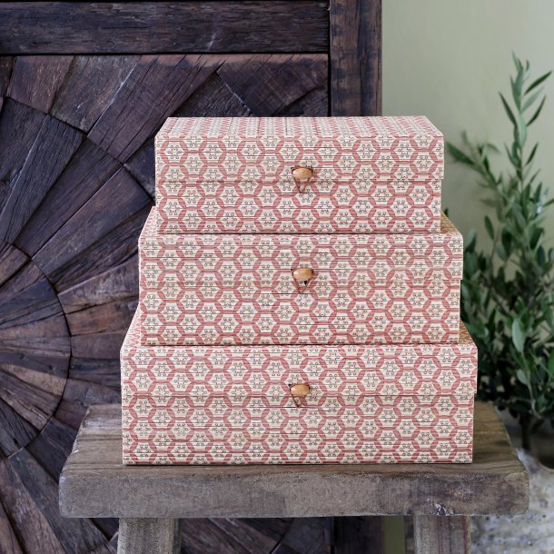 Bambus�sker med l�g i coral blush og lys natur