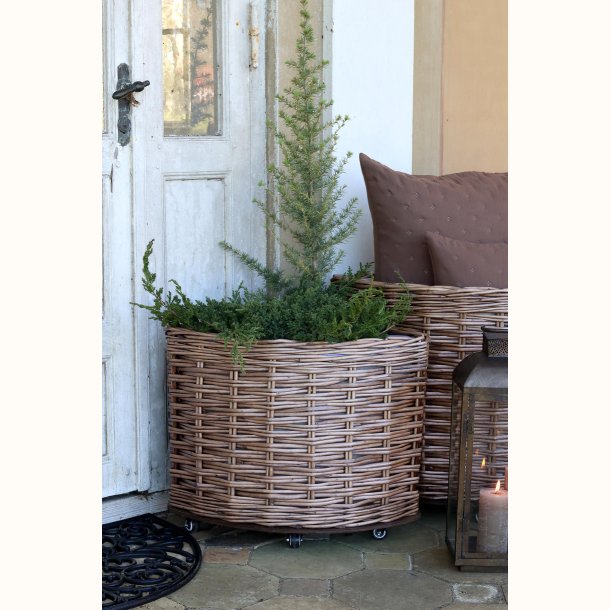 Kurves�t i fransk landstil med dekorativt plantearrangement
