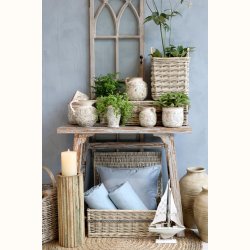 Pudebetr�k i velour sky blue med planter