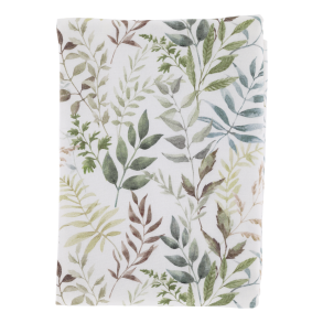 bomuldsdug med bladm�nster i creme