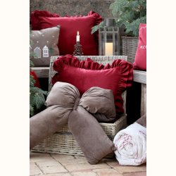 Veloursl�jfe mocca p� sofa