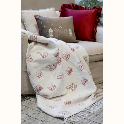 Chenilleplaid creme og cherry