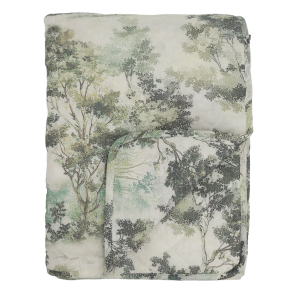 Aix quilt med blomsterm�nster i creme og oliven
