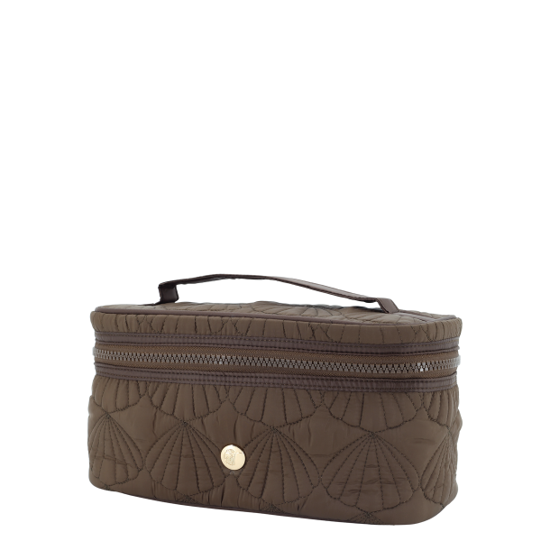 Quiltet toilettaske coffee med muslingem�nster