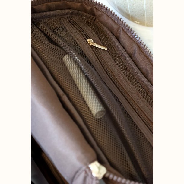 Toilettaske coffee med lommer og lynl�s