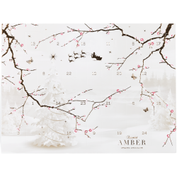 Summerbird Amber Christmas Calendar med vinterlandskab, juletr�er og kirseb�rgrene