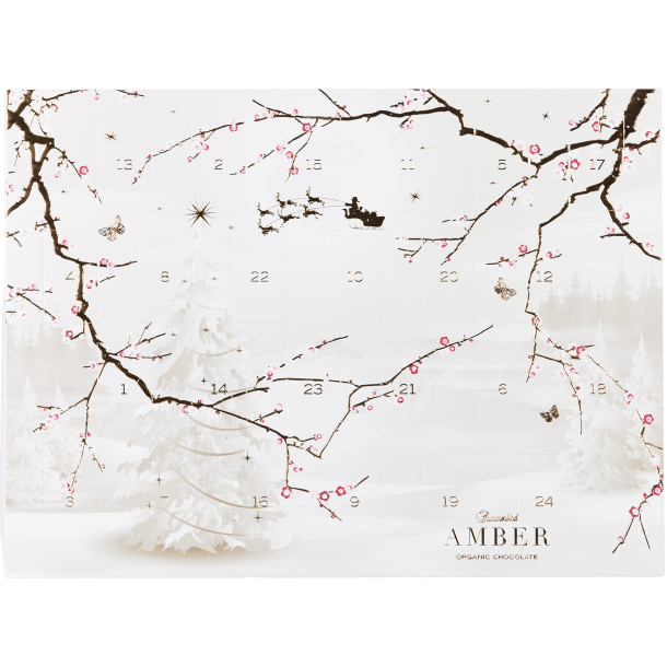 Summerbird Amber Christmas Calendar med vinterlandskab, juletr�er og kirseb�rgrene