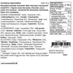 N�ringsindhold og ingredienser til Summerbird Christmas Specialities