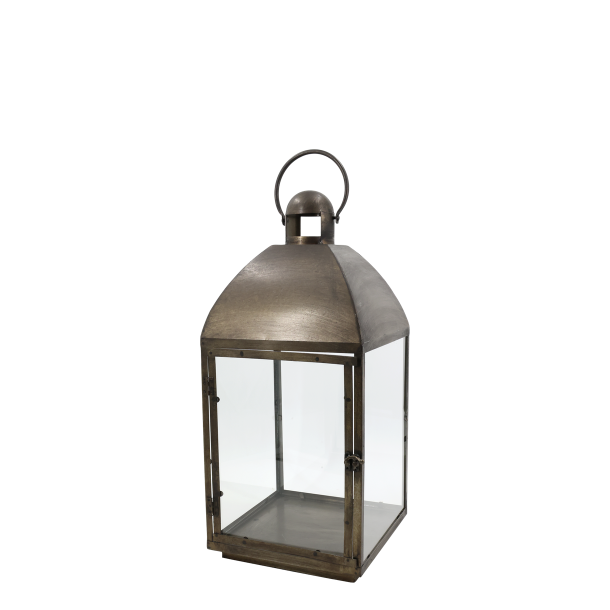 Stor lanterne med buet tag i antique messing