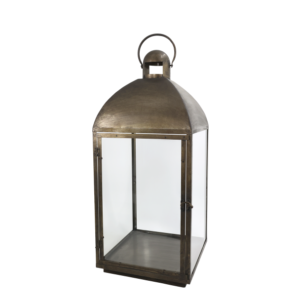 Ekstra stor lanterne med buet tag i antique messing
