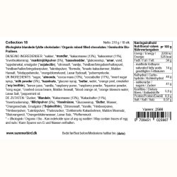 Ingrediensdeklaration p� Summerbird Collection 18, �kologisk chokolade
