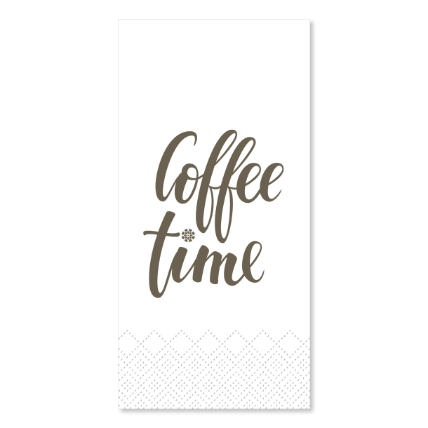 serviet coffee time klassisk bordd�kning hvid papirserviet med tekst