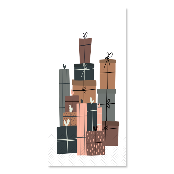 serviet med gave motiv klassisk boligindretning hvid papirserviet