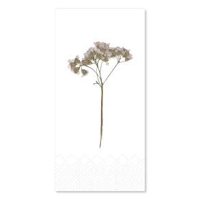 Hvid serviet med blomsterstilk