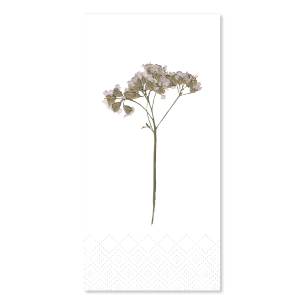 Hvid serviet med blomsterstilk