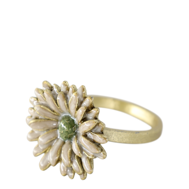 servietring med blomst i antique creme