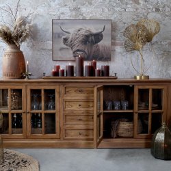 Marseille Vitrine m. 4 l�ger og 4 skuffer