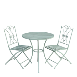 caf�s�t i jern med bord og to stole i antique gr�n
