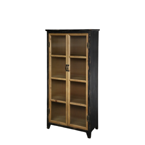 Vitrineskab m. 4 hylder og rillede glasl�ger