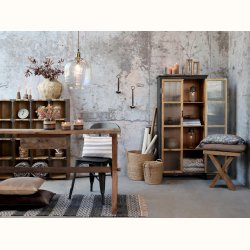 Vitrineskab m. 4 hylder og rillede glasl�ger