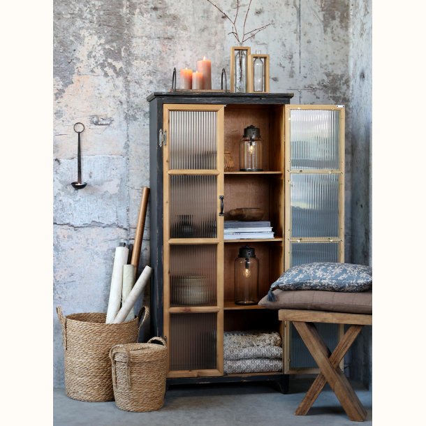 Vitrineskab m. 4 hylder og rillede glasl�ger