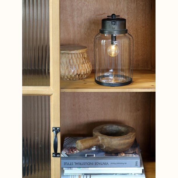 Vitrineskab m. 4 hylder og rillede glasl�ger