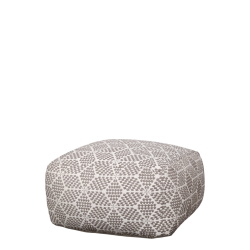 loungepuf med m�nster i mocca og creme p� gulv