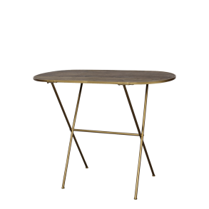 Entr�bord med antique messing stel og rustik tr�bordplade