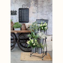 blomsterreol med planter og dekoration