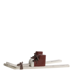 Vintage ski med st�vler antique hvid