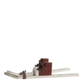 Vintage ski med st�vler antique hvid