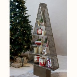 Vintage tromme p� stige med julepynt