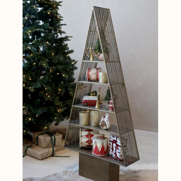 Vintage tromme p� stige med julepynt