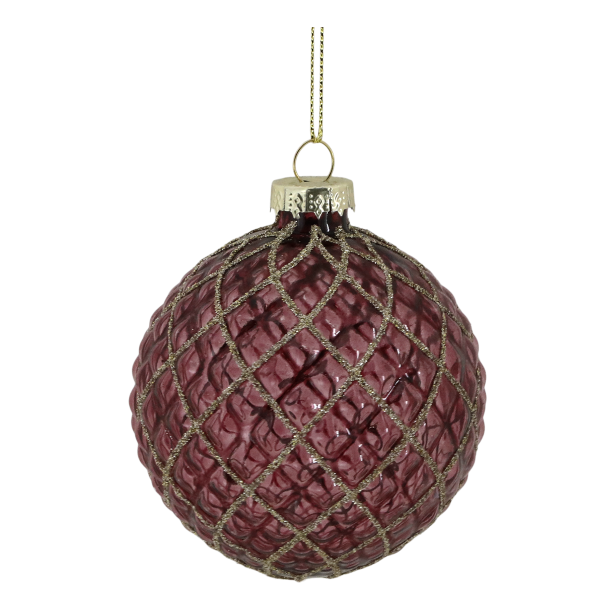 Julekugle bordeaux med net