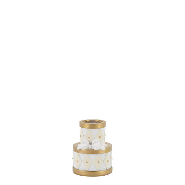 No�l lysestage med sl�jfe i antique creme