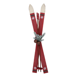Vintage ski med stave i antique cherry