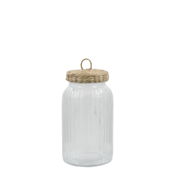 Stort opbevaringsglas med fletl�g i glas med natur l�g