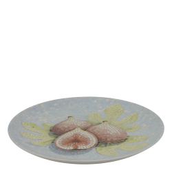 fad med figenmotiv i mosaik set fra siden p� bord