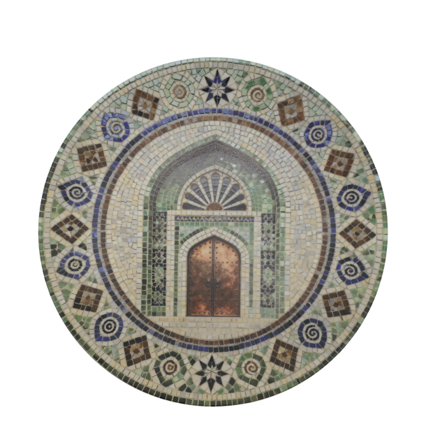 Chartres fad i mosaik med d�r-motiv