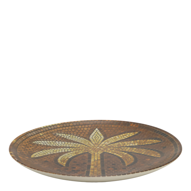 Stort stent�jsfad med mosaikpalme mocca og creme