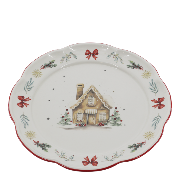 Chalet de No�l middagstallerken med hytte