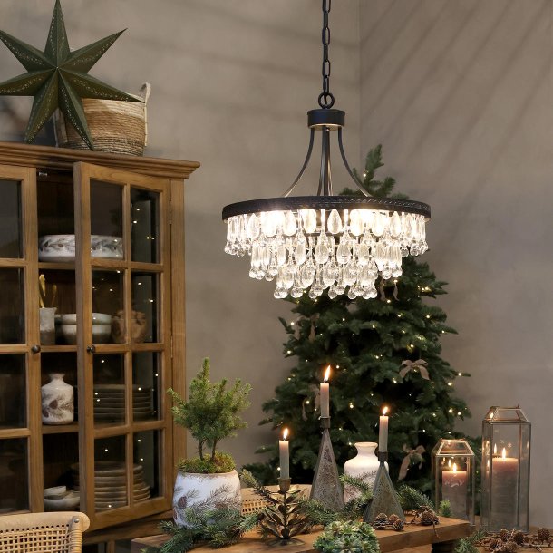 Versailles Lysekrone m. dr�beformede glasprismer