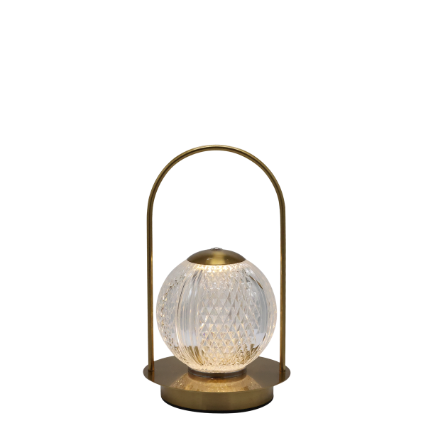Ledningsfri bordlampe i antique messing med stemningsfuld belysning