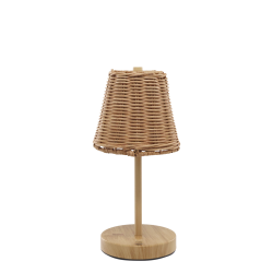 Bordlampe opladelig LED i rattan til hyggelig bordd�kning
