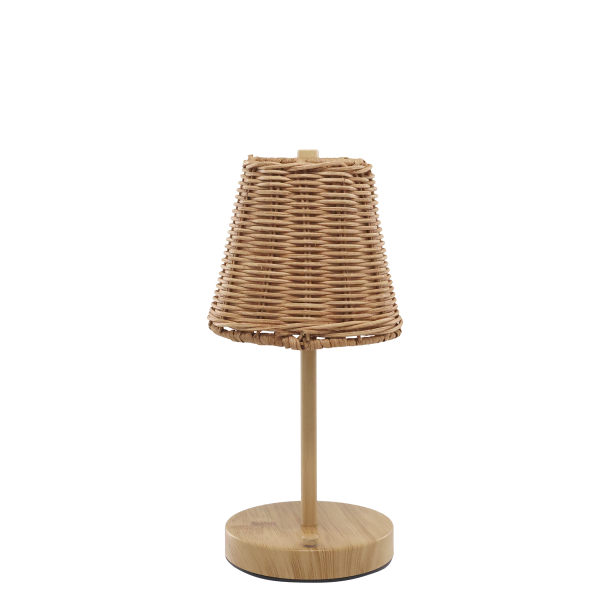 Bordlampe opladelig LED i rattan til hyggelig bordd�kning