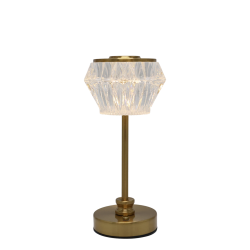 Ledningsfri LED lampe i antique messing med dekorativ krystalsk�rm