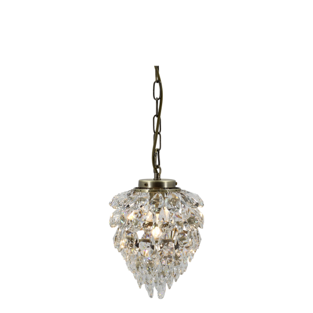 Kompakt dr�beformet lysekrone i facetslebet glas fra Versailles