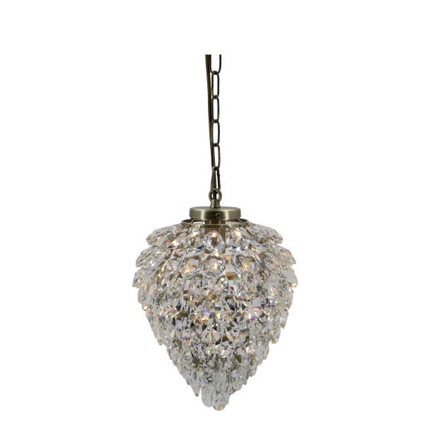 Dr�beformet lysekrone i facetslebet glas og messing fra Versailles